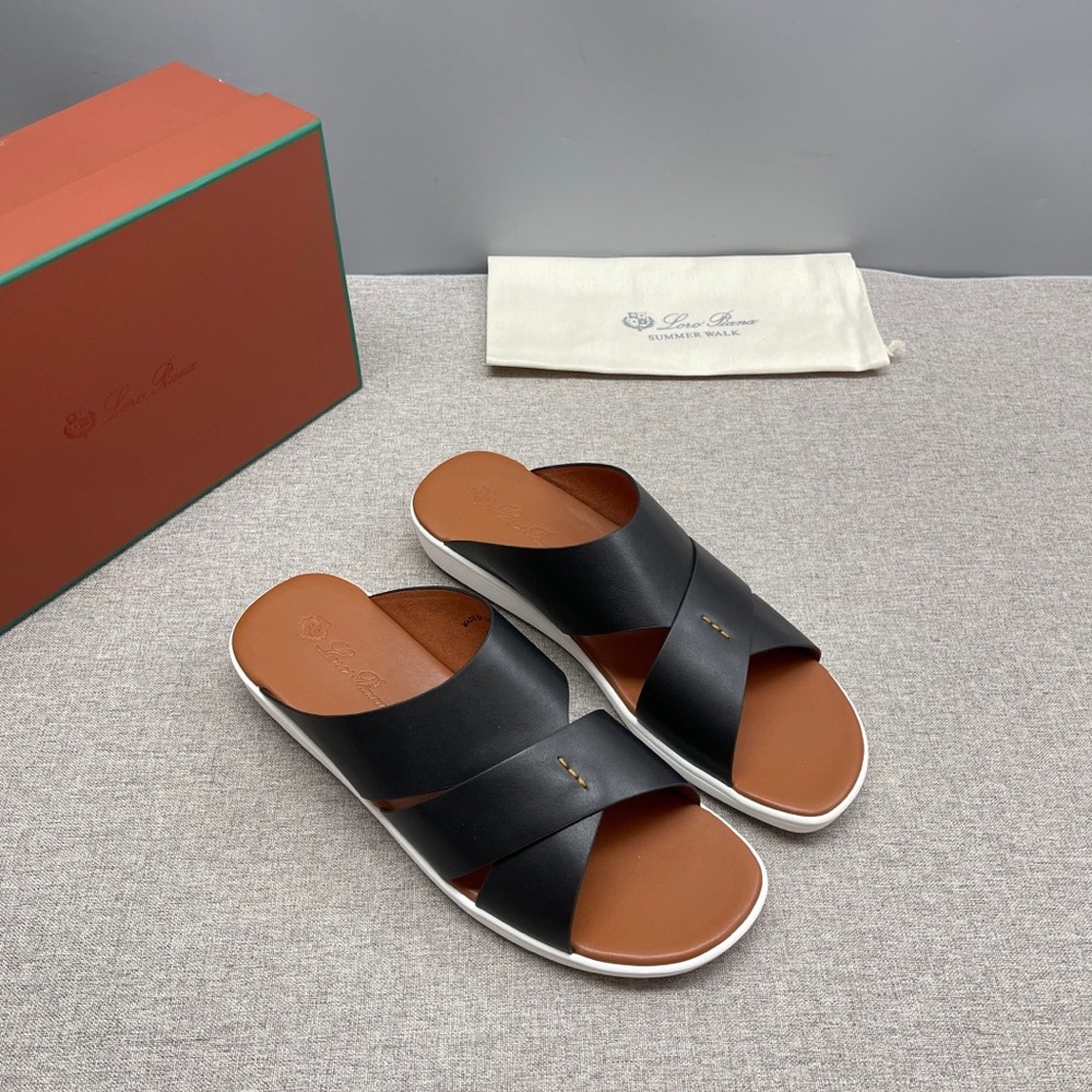 💋Loro Piana New Cross-Strap Sandals, Size US 10